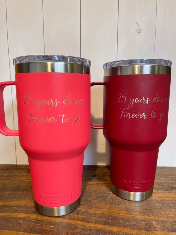 REAL YETI 35 Oz. Rambler With Straw Lid Laser Engraved Rescue Red