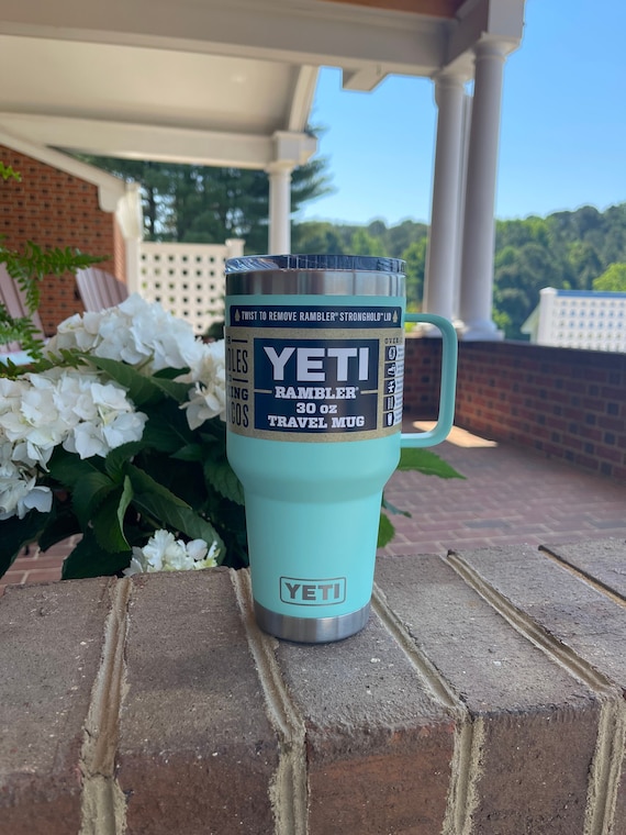 REAL YETI 30 Oz. Travel Mug With Stronghold Lid Laser Engraved Seafoam  Stainless Steel Yeti Rambler Vacuum Insulated YETI 