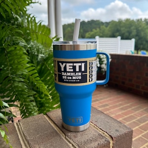 REAL YETI 35 Oz. Rambler With Straw Lid Laser Engraved Big Wave