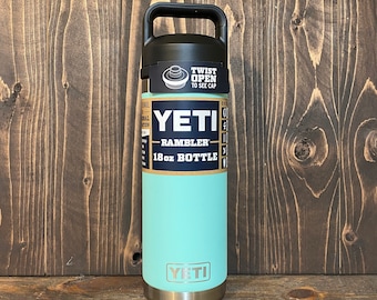 REAL YETI 18 oz. Laser Engraved Seafoam Stainless Steel Yeti Rambler Bottle with a Chug Cap Personalized Vacuum Insulated YETI