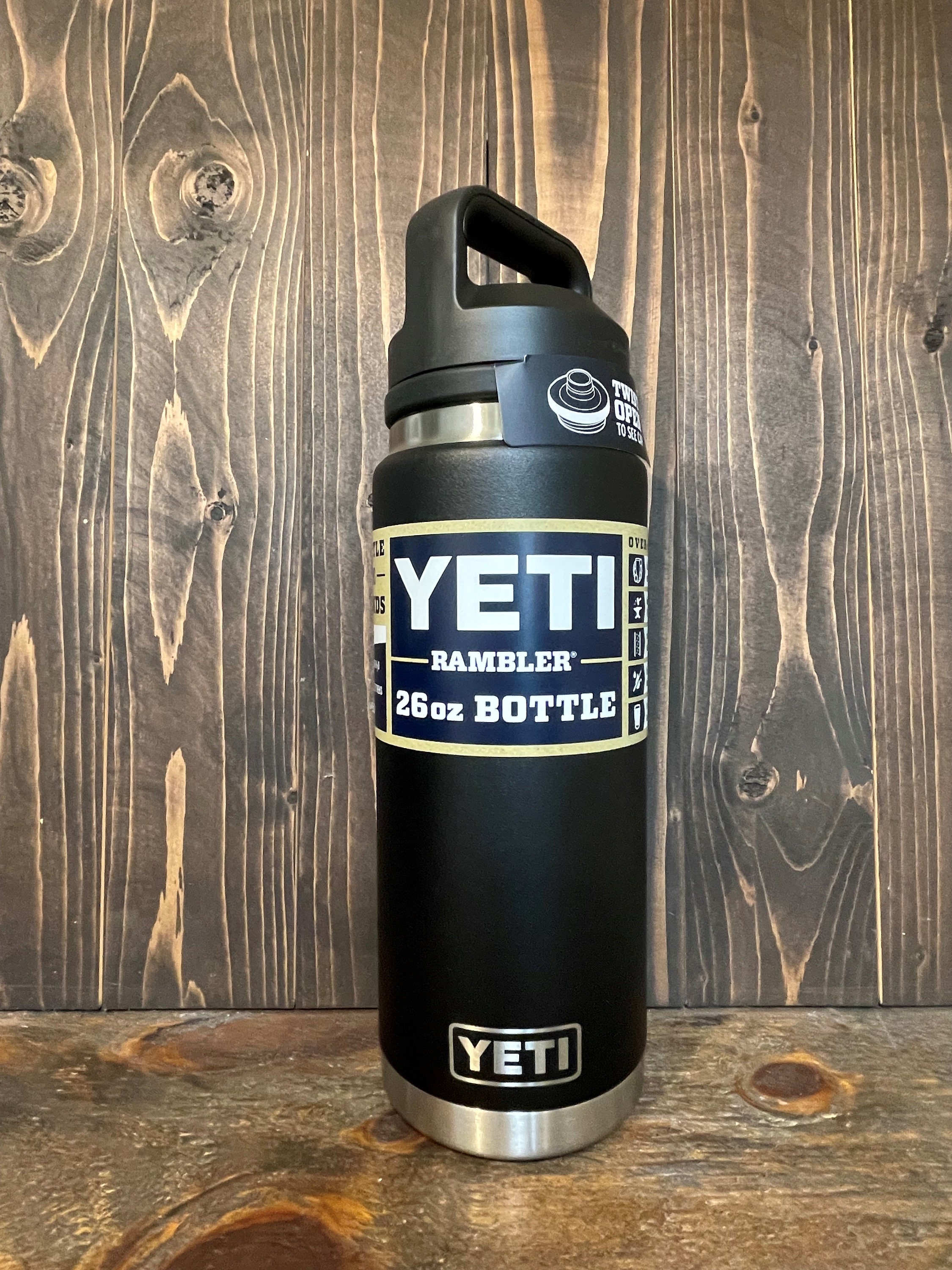 REAL YETI 36 Oz. Laser Engraved Black Yeti Rambler Bottle With Chug Cap  Personalized Vacuum Insulated YETI 