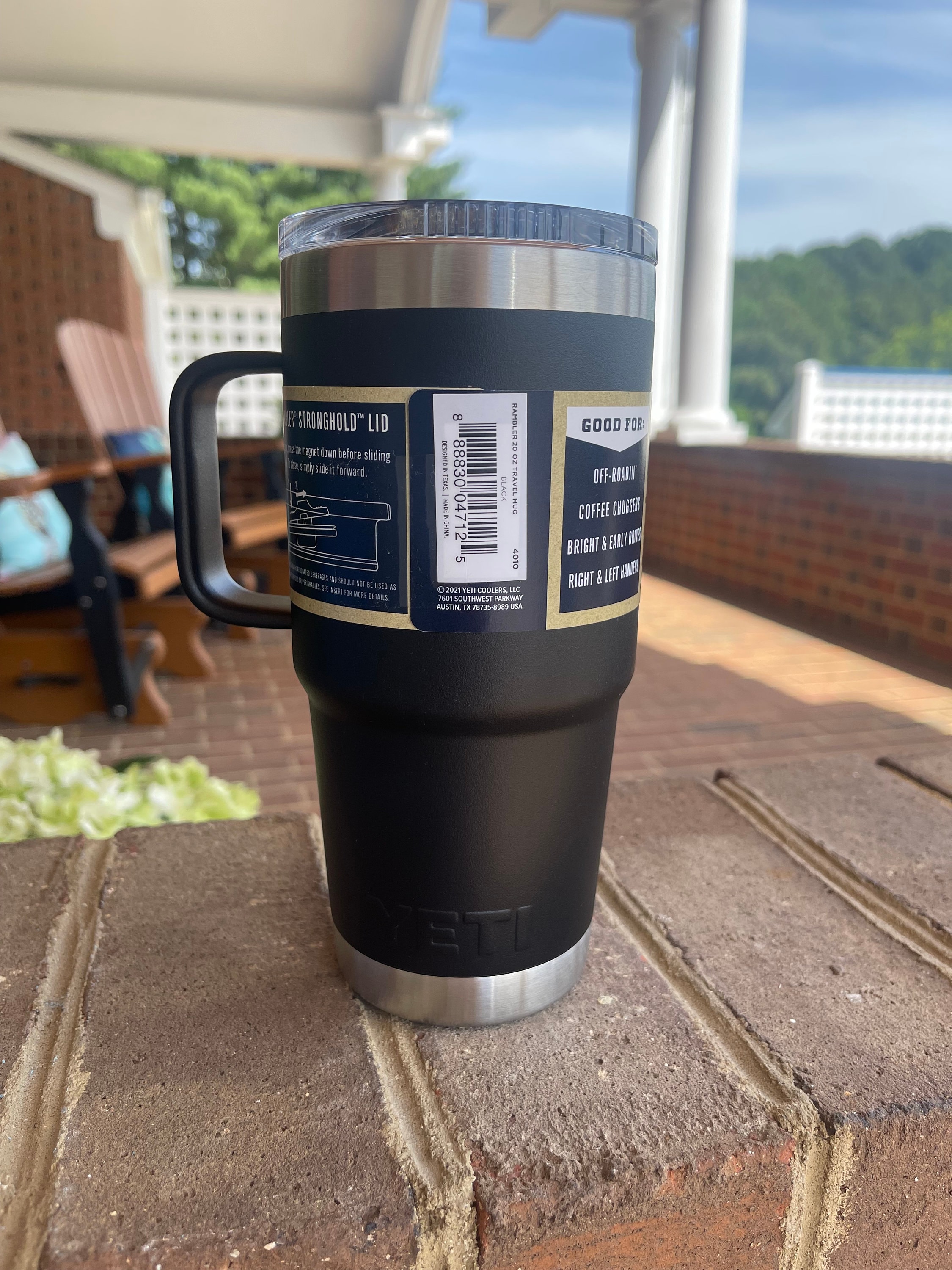 REAL YETI 20 Oz. Travel Mug With Stronghold Lid Laser Engraved Black  Stainless Steel Yeti Rambler Vacuum Insulated YETI 