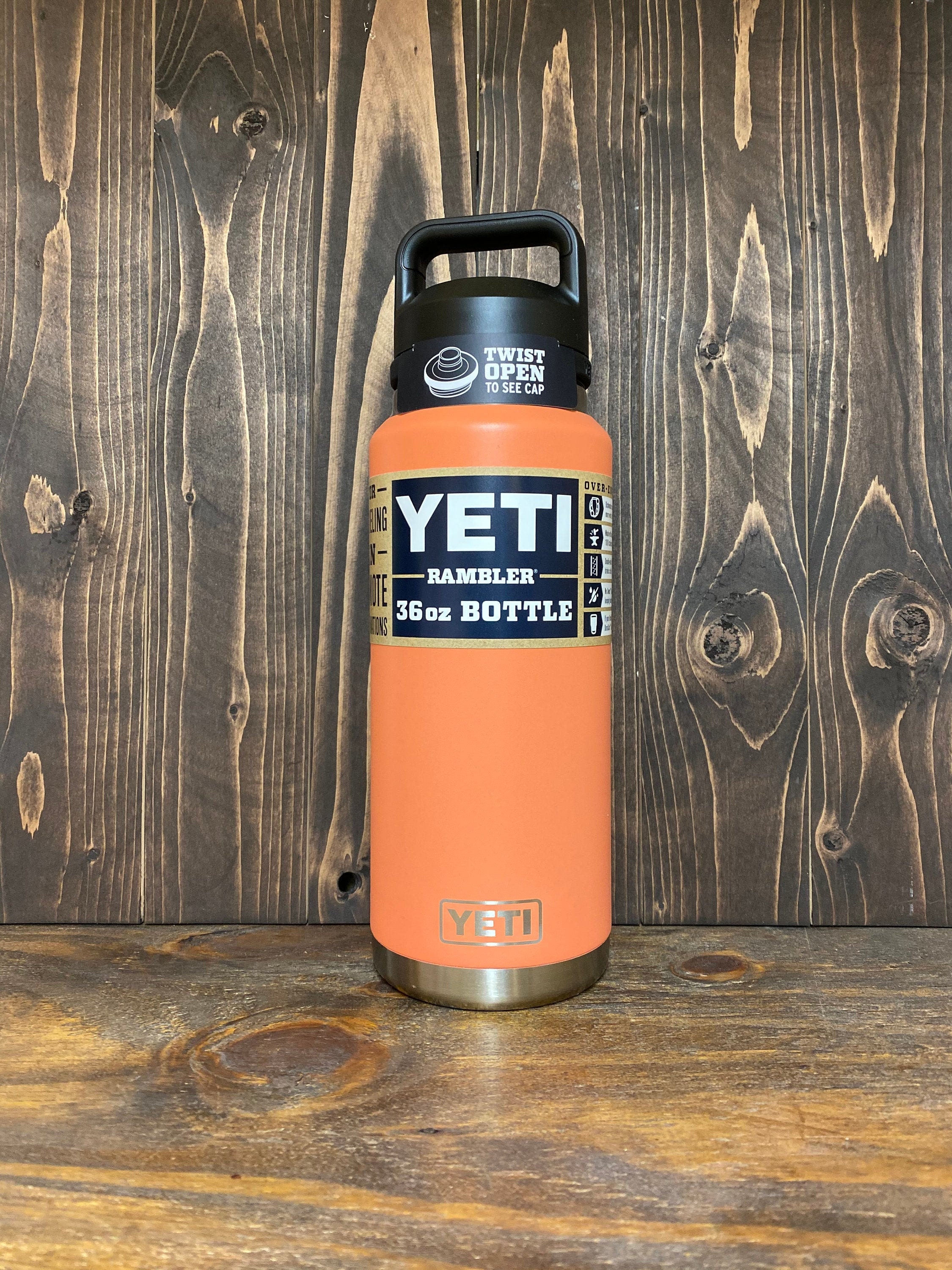 REAL YETI 36 oz. Laser Engraved Coral Yeti Rambler Bottle With Chug Cap Personalized Vacuum Insulated YETI