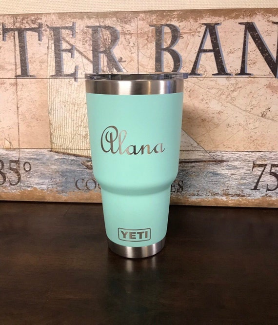 REAL YETI 18 Oz. Laser Engraved Seafoam Stainless Steel Yeti Rambler Bottle  With a Chug Cap Personalized Vacuum Insulated YETI 