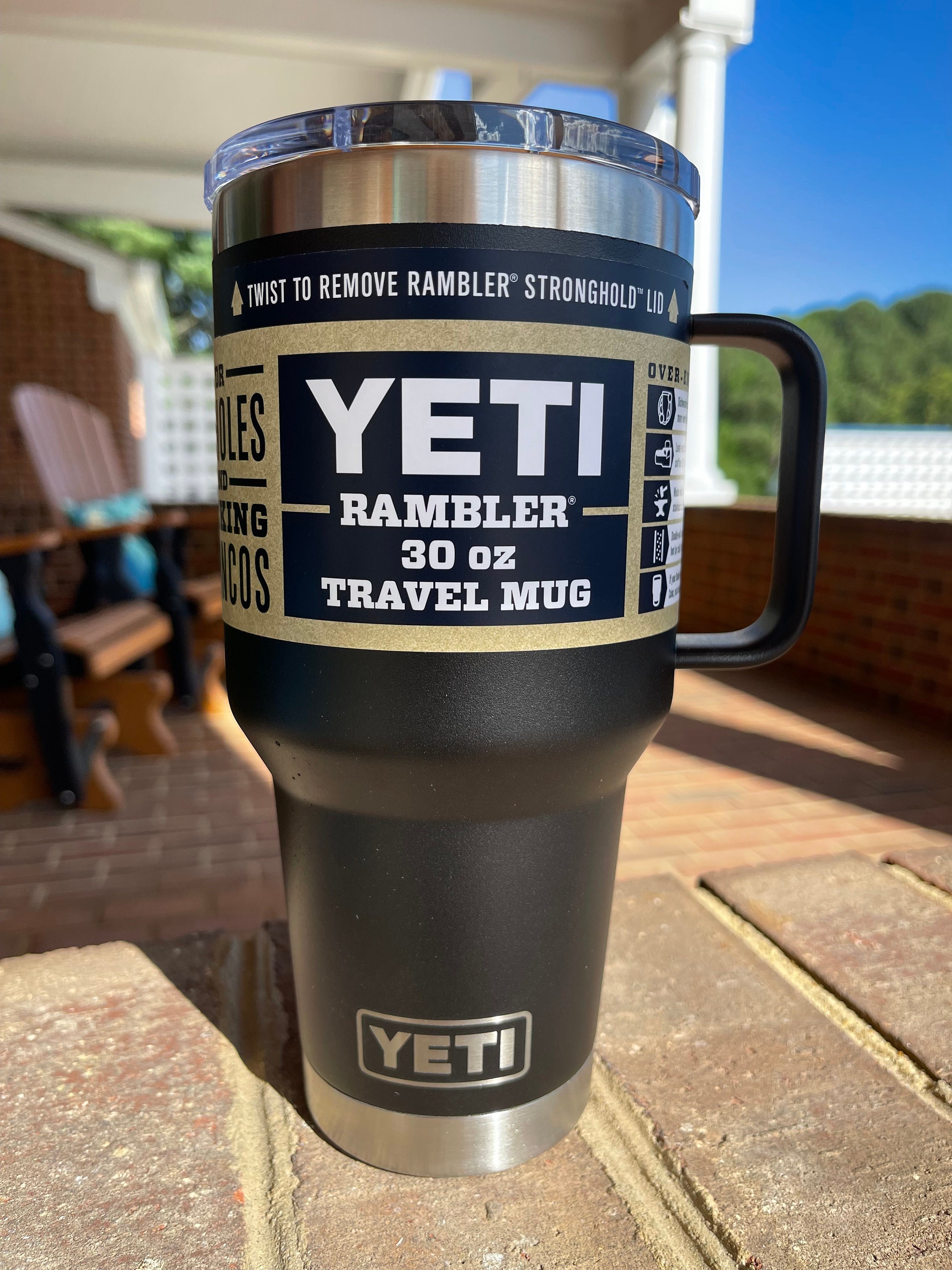 REAL YETI 30 Oz. Travel Mug With Stronghold Lid Laser Engraved Navy  Stainless Steel Yeti Rambler Vacuum Insulated YETI 