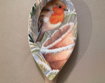 Decorative Robin Wooden Spoon Kitchen Accessories  Hamper Raffle Memorial Grief Birthday Gift Idea