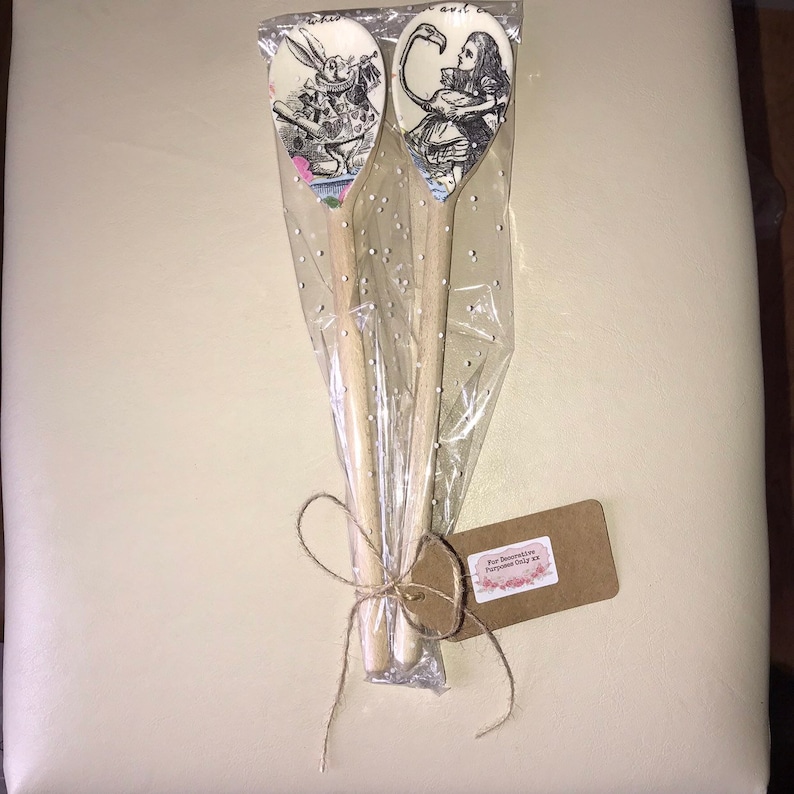 Vintage Alice in Wonderland Mad Hatter Wooden Spoon Kitchen Etsy