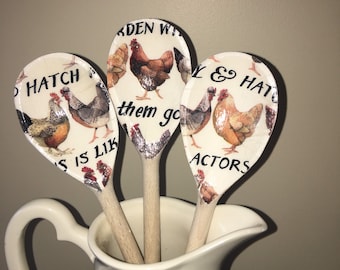Teacher Thank You Gift Idea Decorative Wooden Spoon Set In EMMA BRIDGEWATER Hen And Toast Design Country Kitchen Accessories Home Decor