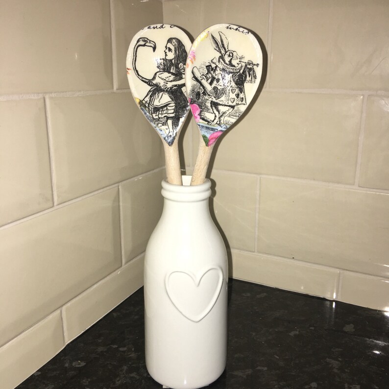 Vintage Alice in Wonderland Mad Hatter Wooden Spoon Kitchen Etsy