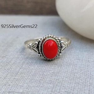 Coral Ring, Orange Ring, Silver Ring, Statement Ring, Handmade Ring, Coral Jewelry, 925 Sterling Silver Ring, Beautiful Ring, Women&#39;s Ring.