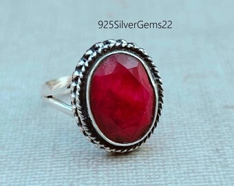 Ruby Ring, Pretty Ring, Gemstone Ring, Wedding Jewelry, Handmade Ring, 925 Sterling Silver, Ruby Jewelry, Women Ring, Statement Jewelry