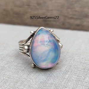 Aurora Opal Ring, Silver Ring, Handmade Ring, Opal Jewelry, 925 Sterling Silver, Statement Jewelry, Women Ring, Gift for her, Silver Jewelry
