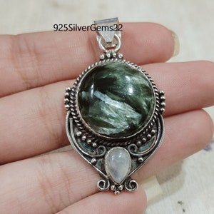 Seraphinite Pendant, Silver Pendant, Handmade Pendant, 925 Silver Pendant, Seraphinite Jewelry, Gemstone Pendant, Seraphinite Necklace