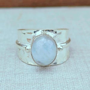 Moonstone Ring, Gemstone Ring, Handmade Ring, Women Ring, Rainbow Moonstone Jewelry, 925 Sterling Silver Ring, Gift Ring, Silver Ring