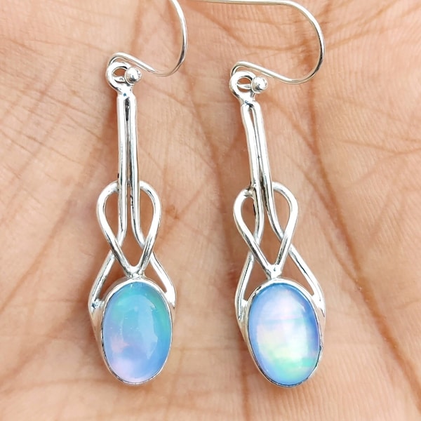 Brincos pendentes Aurora Opal, prata de lei 925
