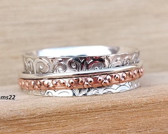 925 Sterling Silver Spinner Ring, Anxiety Meditation Band