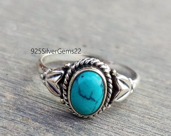 Blue Turquoise Ring, Handmade Ring, Turquoise Jewelry, 925 Sterling Silver Ring, Turquoise Ring, Gemstone Ring, Women Ring, Gift Ring