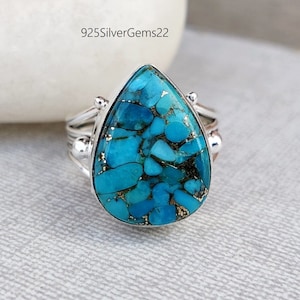 Blue Copper Turquoise Ring, Turquoise Ring, 925 Sterling Silver Ring, Gift Ring, Turquoise Jewelry, Gemstone Ring, Women Ring, Silver Ring