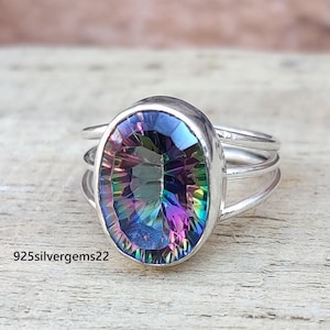 Mystic Topaz Ring, Gemstone Ring, Handmade Ring, Mystic Topaz Jewelry, Women Ring, 925 Sterling Silver Ring, Beautiful Ring, Gift Ring