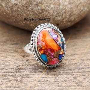 Anel de turquesa em cobre rosa, joias de turquesa, anel de turquesa, anel de prata esterlina 925, anel de destaque, anel feminino, anel delicado, presentes