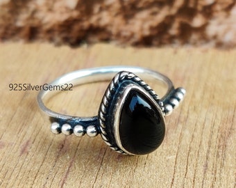 Black Onyx Ring ,Handmade Ring, Gemstone Ring, 925 Sterling Silver Ring, Pretty Ring, Beautiful Ring, Worry Ring, Black Onyx Jewelry