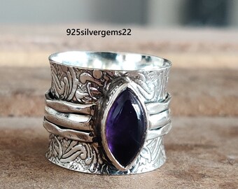 Handmade Dainty Amethyst Ring, 925 Sterling Silver Band