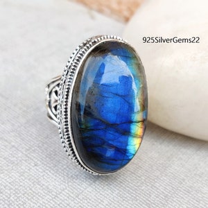 Labradorite Ring, Gemstone Ring, Blue Fire Ring, Labradorite Jewelry, Handmade Ring, 925 Sterling Silver Ring, Pretty Ring, Beautiful Ring