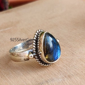 Labradorite Ring, Blue Fire Ring, Gemstone Ring, Promise Ring, Handmade Ring, Gift Ring, 925 Sterling Silver Ring, Labradorite Jewelry