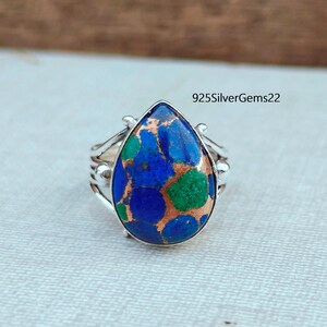 Azurite Ring, Silver Jewelry, 925 Sterling Silver, Gemstone Ring, Handmade Ring, Azurite Jewelry, Women Gift, Statement Ring, Promise Ring