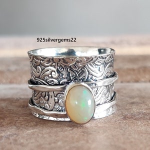 Opal Spinner Ring, 925 Sterling Silver Ring, Beautiful Ring, Designer Ring, Gemstone Ring, Charming Ring, Handmade Ring, Amazing Gift Ring,