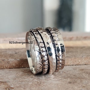 3 Band Spinner Ring, Silver Spinner Ring, 925 Sterling Silver Ring, Anxiety Ring, Women Ring, Meditation Ring, Silver Jewelry, Silver Ring