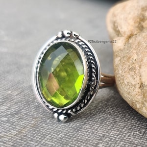 Peridot Ring, 925 Sterling Silver Ring, Beautiful Ring, Dainty Ring, Peridot Jewelry, Gemstone Ring, Handmade Ring, Green Ring, Women Ring