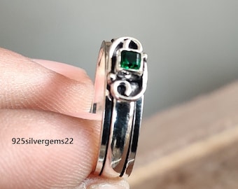Emerald Spinner Ring, 925 Sterling Silver Ring, Beautiful Ring, Emerald Ring, Gemstone Ring, Handmade Ring, Emerald Jewelry, Women Ring