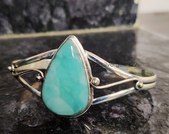 Handgemaakte larimar-armband, 925 sterlingzilver, verstelbare edelsteenarmband