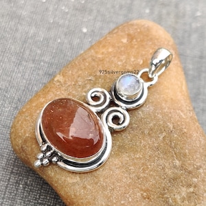 Sunstone Pendent, Moonstone Pendant, Unique Pendant, Beautiful Pendant, Gemstone Pendant, Handmade Pendant, 925 Sterling Silver Pendant