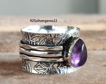 Amethyst 925 Sterling Silver Handmade Statement Ring