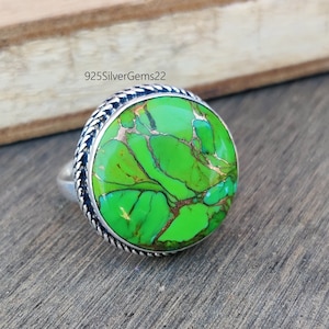 Green Copper Turquoise Ring, Turquoise Ring, Gemstone Ring, Handmade Ring, 925 Sterling Silver Ring, Beautiful Ring, Green Copper Ring
