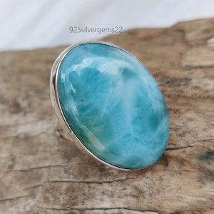 Larimar Ring, 925 Sterling Silver Ring, Larimar Jewelry, Handmade Ring, Gift Ring, Beautiful Ring, Promise Ring, Gemstone Ring, Girls Ring