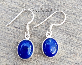 Sterling Silver Lapis Lazuli Drop Earrings