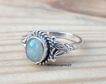 Handmade Opal 925 Sterling Silver Ring, Statement Jewelry