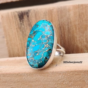 Blue Copper Turquoise Ring, Handmade Ring, Turquoise Ring, 925 Sterling Ring, Beautiful Ring, Gift Ring, Gemstone Ring, Turquoise Ring