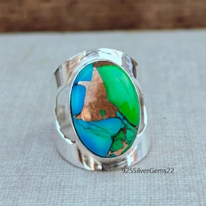 Peacock Dahlia Turquoise Ring, Lovely Ring, Handmade Ring, Peacock Dahlia Jewelry, Dainty Ring, Woman Ring, Gemstone Ring, Gift For Her.