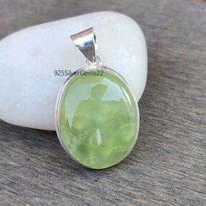 Prehnite Pendant, Handmade Pendant, Gemstone Pendant, Dainty Pendant, 925 Sterling Silver Pendant, Beautiful Pendant, Women Pendant