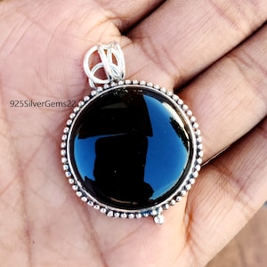 Black Onyx Pendant, Black Pendant, Handmade Pendant, 925 Sterling Silver Pendant, Gemstone Pendant, Onyx Pendant, Black Onyx Jewelry