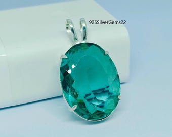 Handmade Aquamarine Pendant, 925 Sterling Silver, Gemstone Jewelry