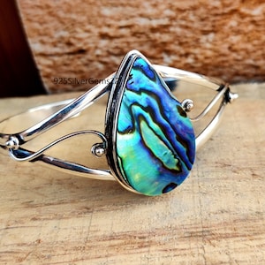 Abalone armband, 925 sterling armband, verstelbare armband, edelsteen armband, abalone armband, boho armband, handgemaakte armband, abalone sieraden