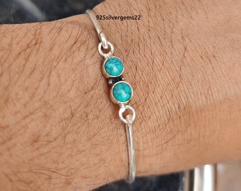 Handmade Turquoise 925 Silver Bangle, Promise Bracelet