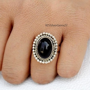 Black Onyx Ring, Band Ring, 925 Sterling Silver Ring, Handmade Ring, Anxiety Ring, Onyx Ring, Beautiful Ring, Unique Ring, Gemstone Ring