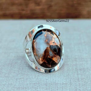 Büffel Jaspis Ring, Edelstein Ring, Büffel Jaspis Schmuck, Zebra Jaspis Ring, 925 Sterling Silber Ring, Geschenk für Sie