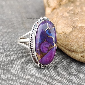 Purple Copper Turquoise Ring, Purple Turquoise Ring, Purple Ring, Turquoise Ring, Oyster Turquoise Ring, Copper Turquoise Ring